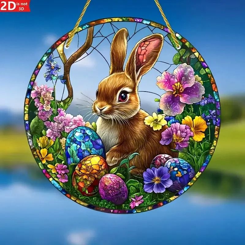 Easter Bunny Stained Glass Style Window Suncatcher
