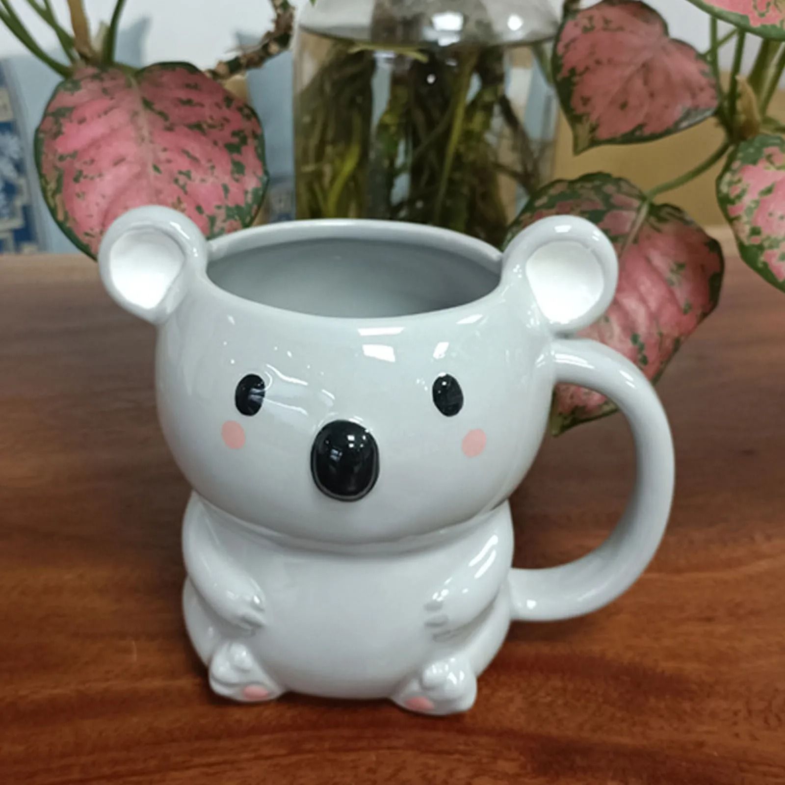 Childrens Cartoon Ceramic Mug with Bear and Raccoon Designs