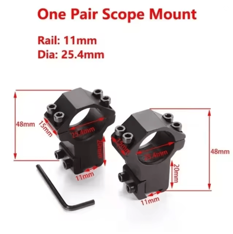 2PCS Tactical Scope Mount Rings – 25.4mm/30mm for 11mm & 20mm Rails