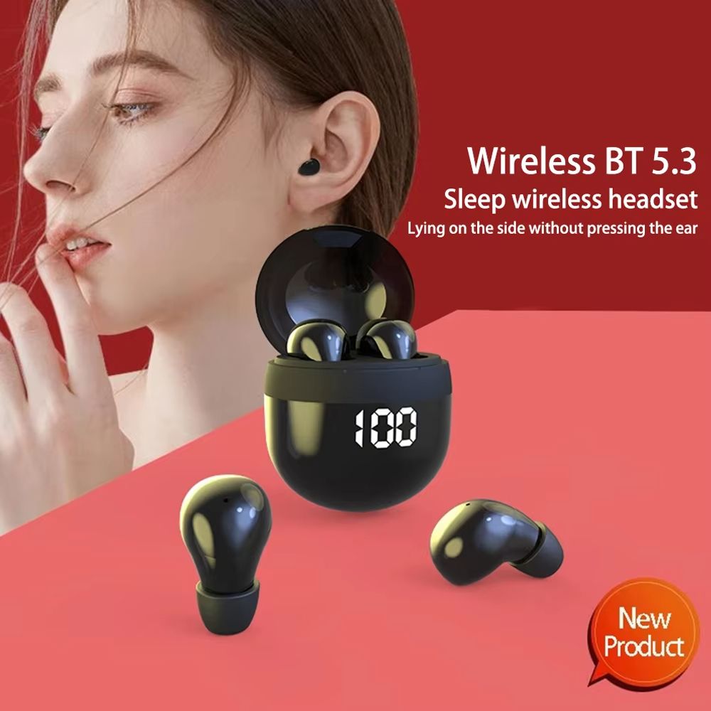 SK18 Mini Invisible Bluetooth 5.3 Headphones – Noise Cancelling Sleeping Earbuds with Mic and Deep Bass