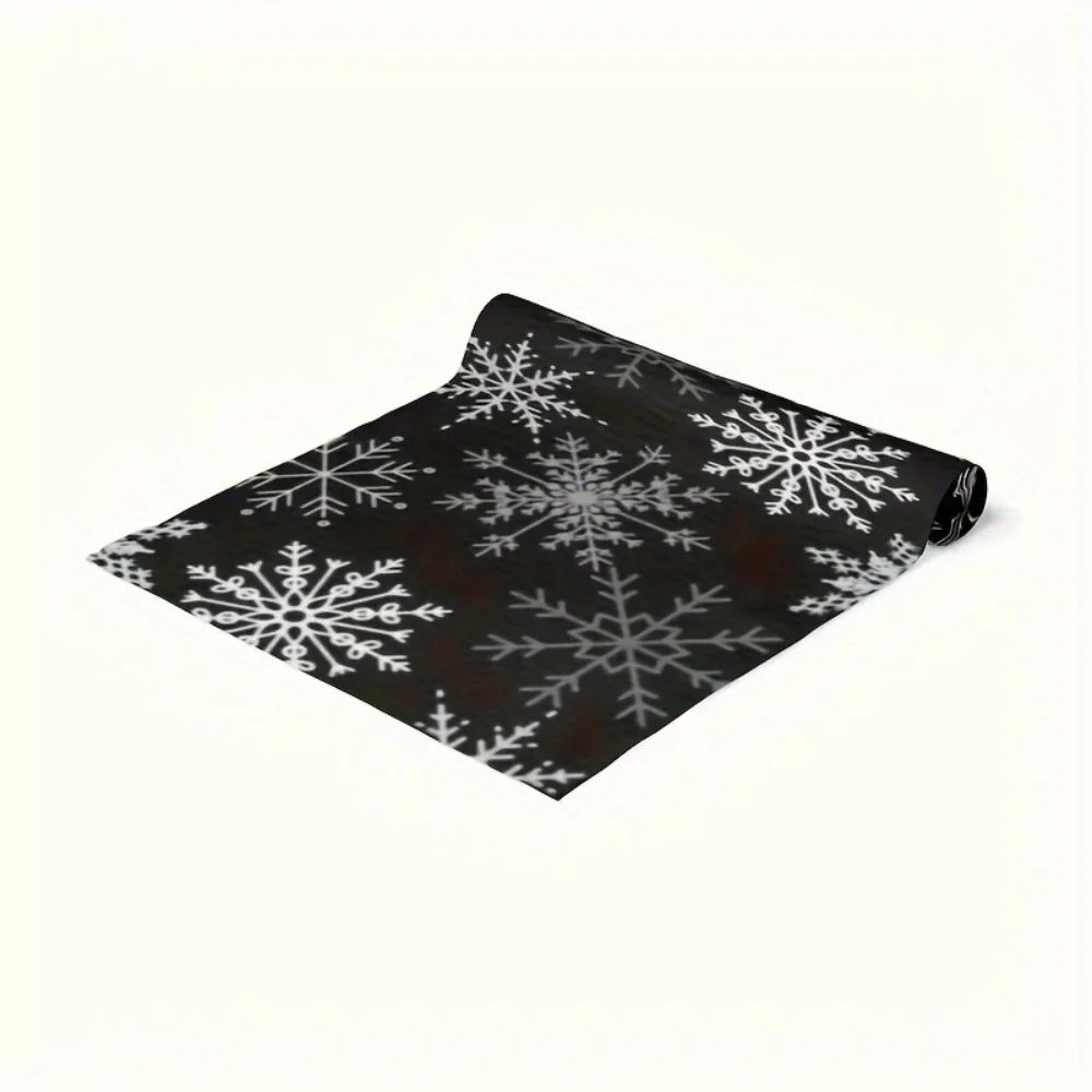 Black White Snowflake Christmas Table Runner