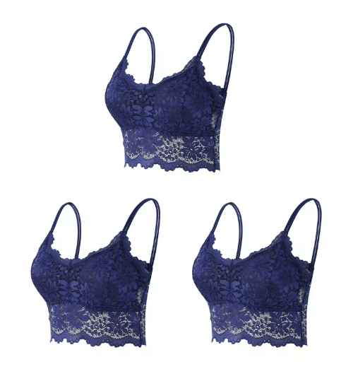 3-Piece Seamless Wireless Lace Bralette Set