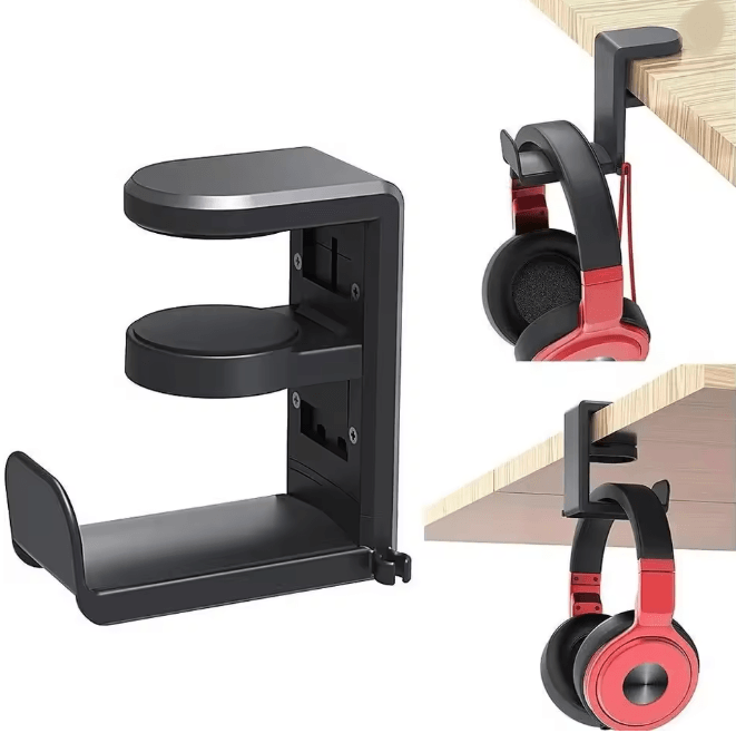 360 Degree Rotating Desk Clip Headphone Holder No Punch Headset Stand