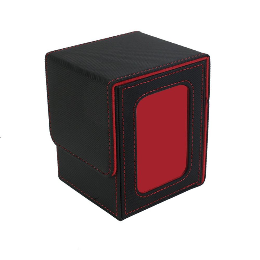 Premium PU Leather Trading Card Deck Box with Window Flannel Lined MTG Card Holder Case
