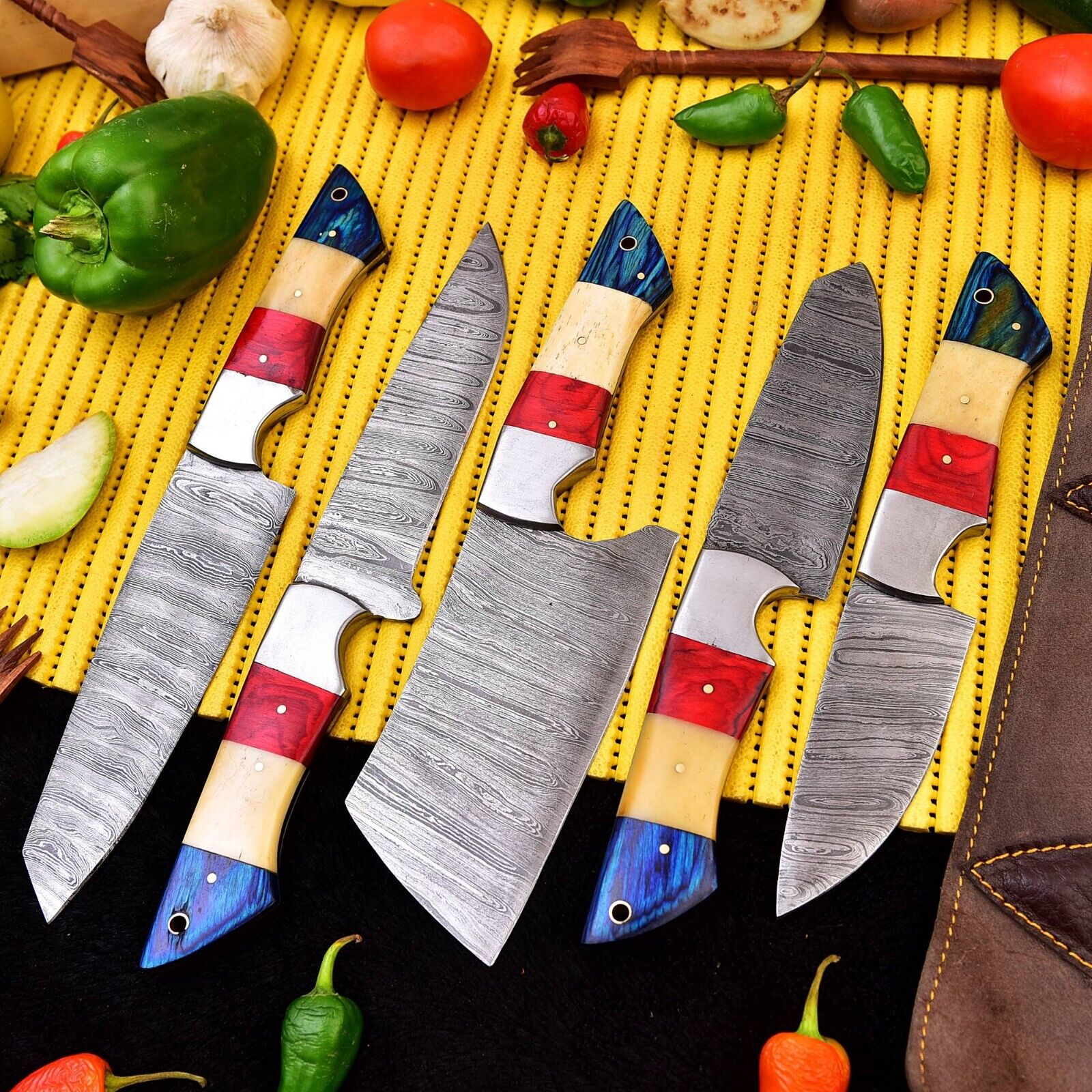 Handmade Chef Set of 5 pieces Kitchen Utility Professional Best Chef Knives