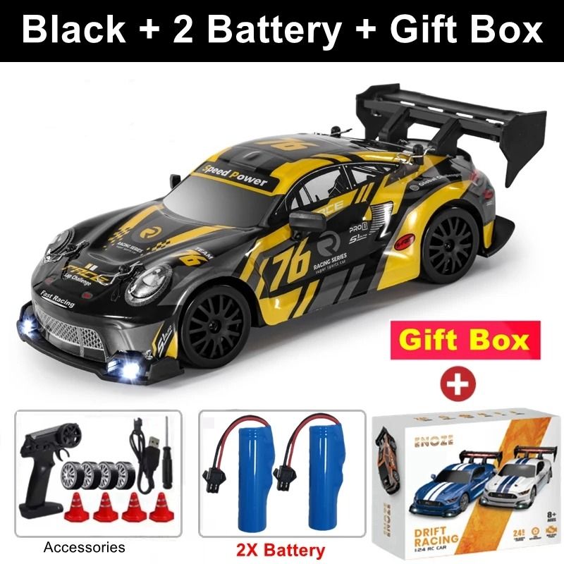 4WD RC Drift Car with LED Lights Rechargeable Remote Control Racing Toy