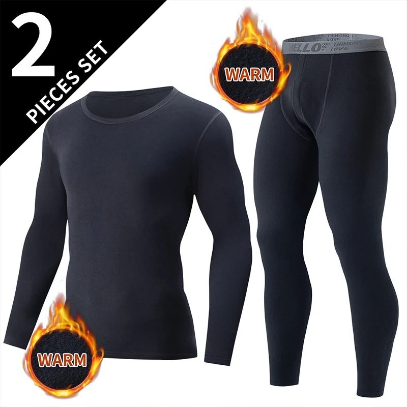 Mens Thermal Underwear Long Sleeve Top and Pants Set