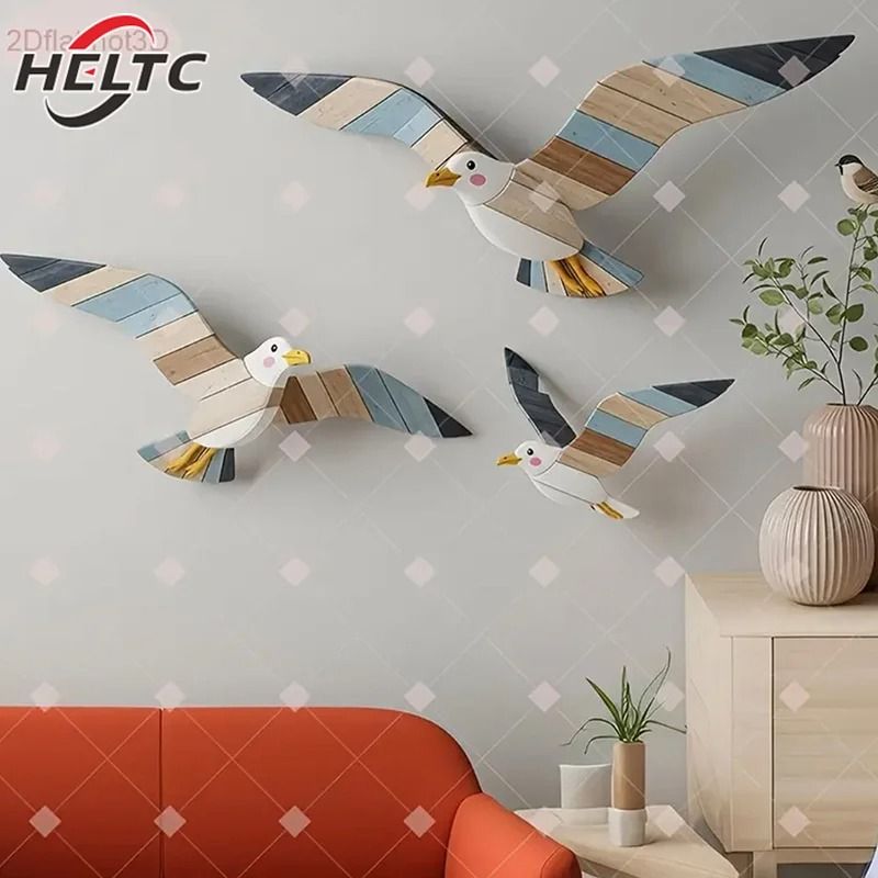 Maritime Narrative Sculpture – High-Definition Wooden Seagull Architectural Set