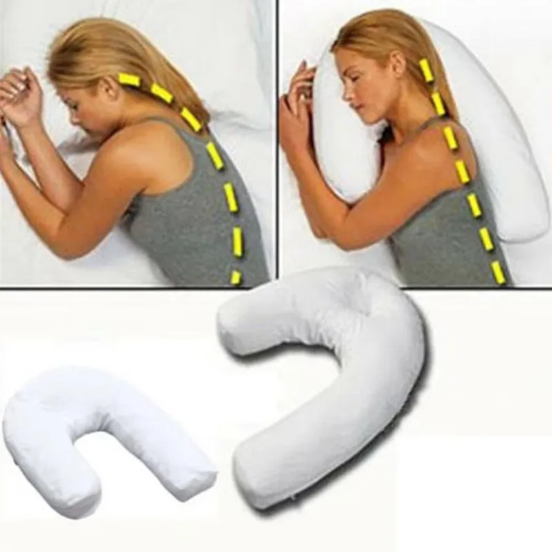 Contour Pillow for Side Sleepers, U Shape Neck & Back Pillow with Ear Hole for Comfort