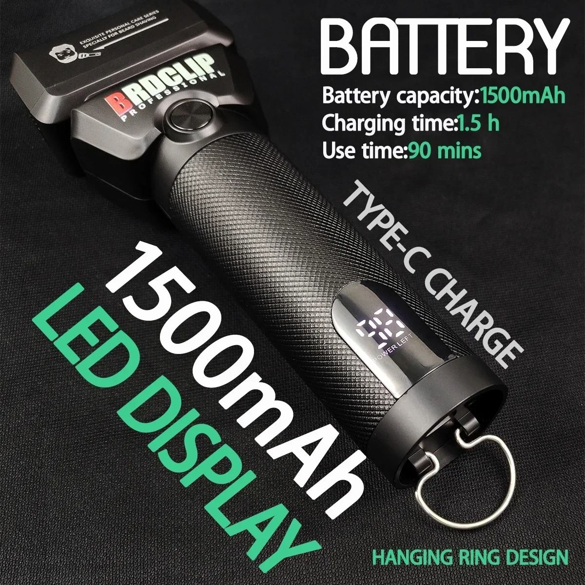 BRDCLIP 363 7000RPM Double Ring Reciprocating Shaver with LED Display