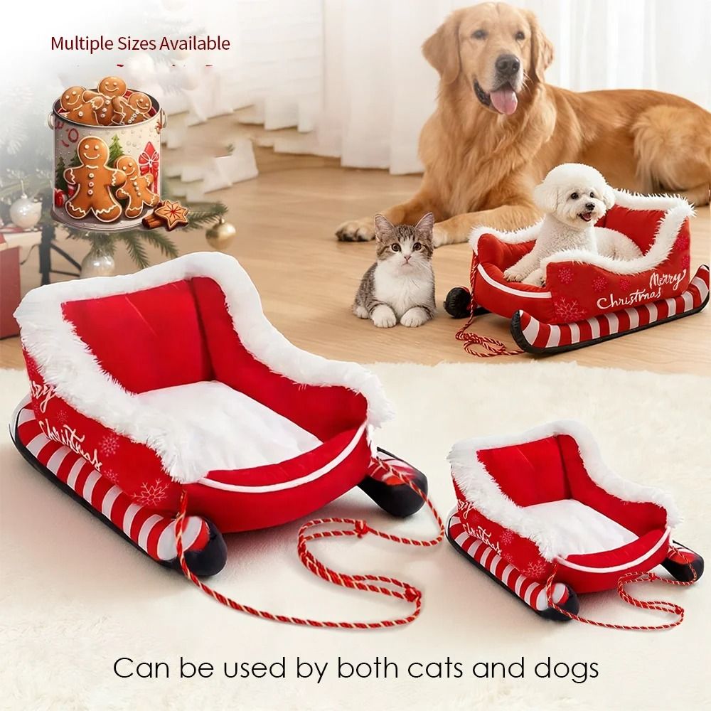Christmas Sleigh Festive Plush Pet Bed