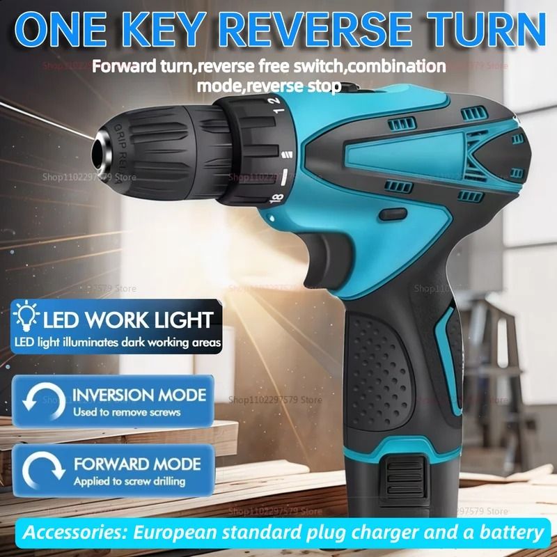 12V Cordless Impact Drill Set – High-Torque Electric Screwdriver & Wireless Power Tool