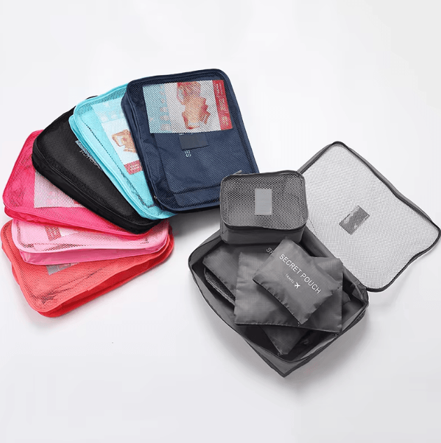 6Pc Travel Packing Cubes Set Luggage Organizer Bags with Shoe Pouch