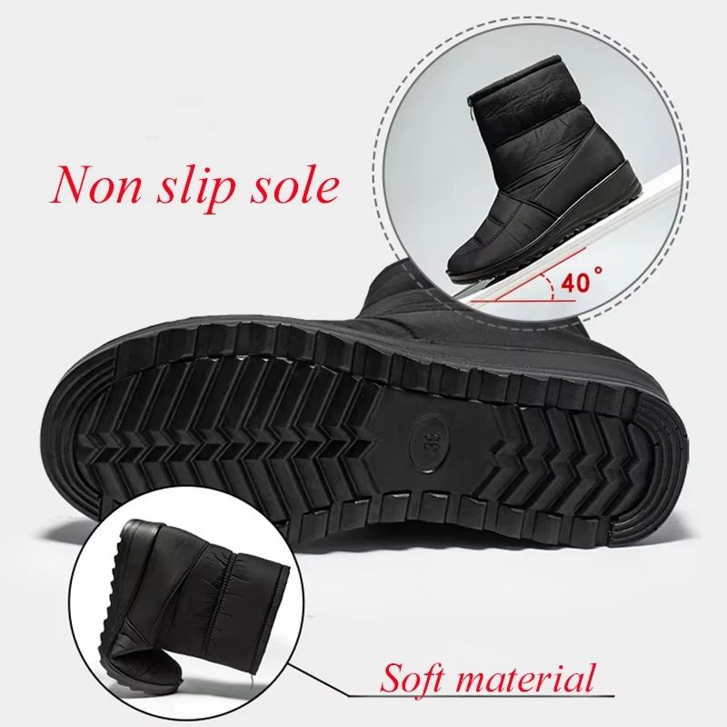 Women's Waterproof Winter Snow Boots – Warm Plush Ankle Booties with Front Zipper & Non-Slip Sole