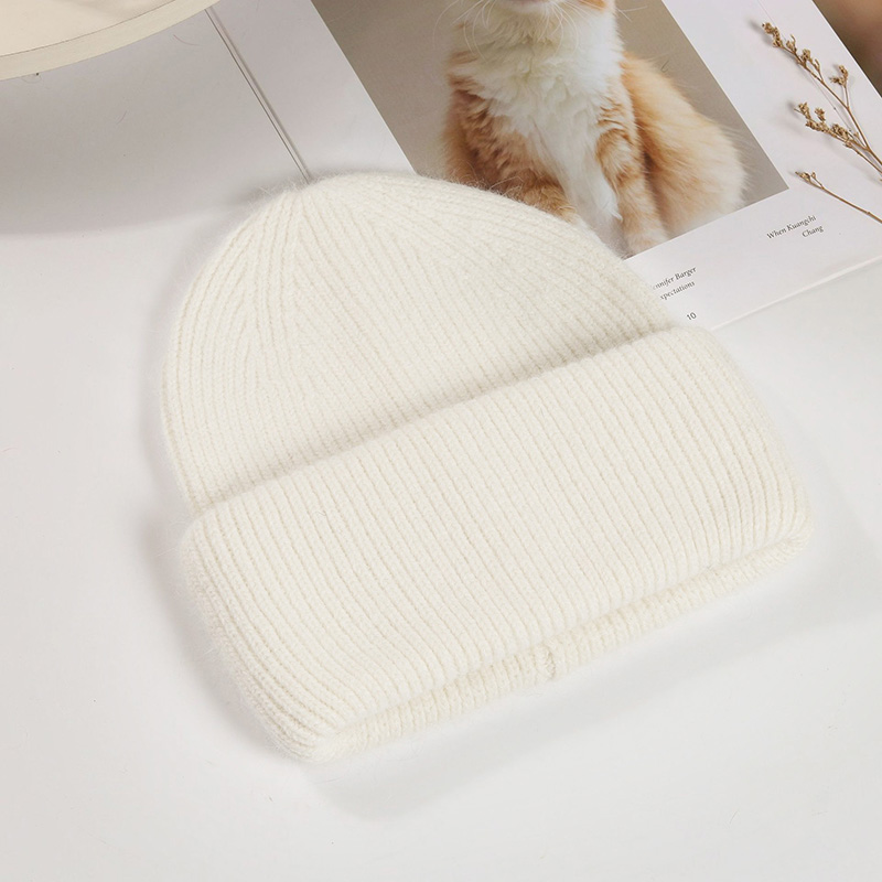 Real Rabbit Fur Winter Hat Fashion Women Beanie Warm Solid CoverWomen Solid Adult Cover Head Cap