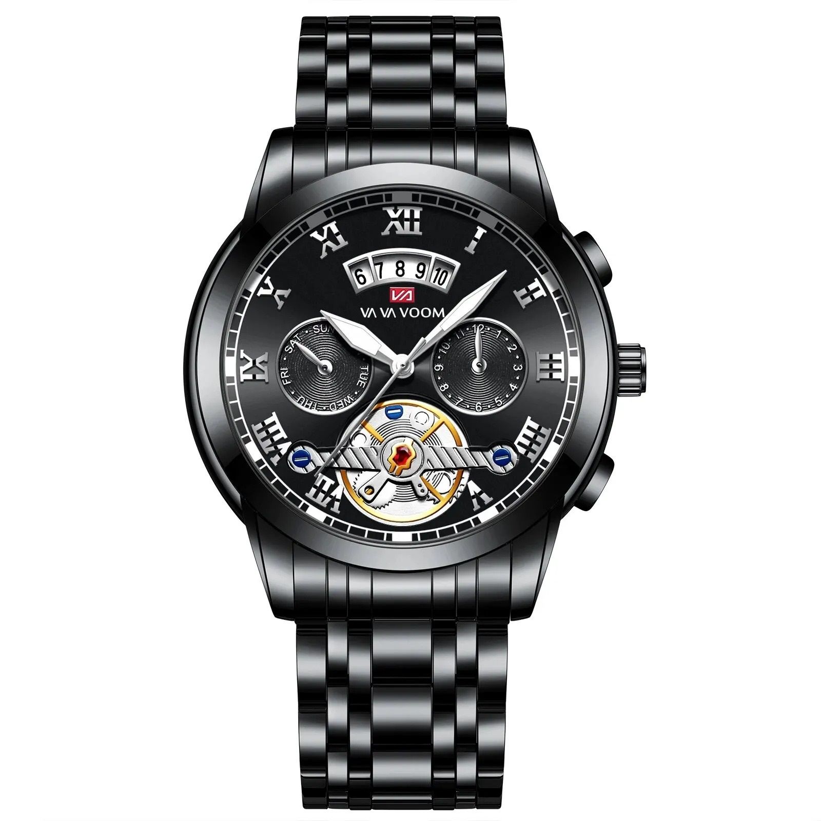 Luxury Stainless Steel Mens Watch with Luminescent Display