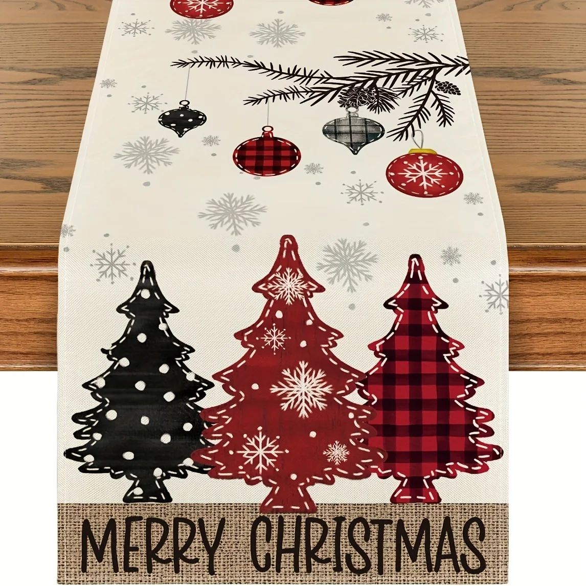 Retro Plaid Christmas Tree Table Runner