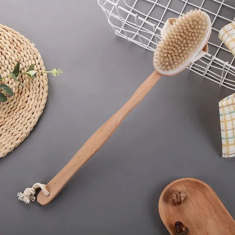 2 In 1 Natural Bristle Dry Skin Body Massage Brush
