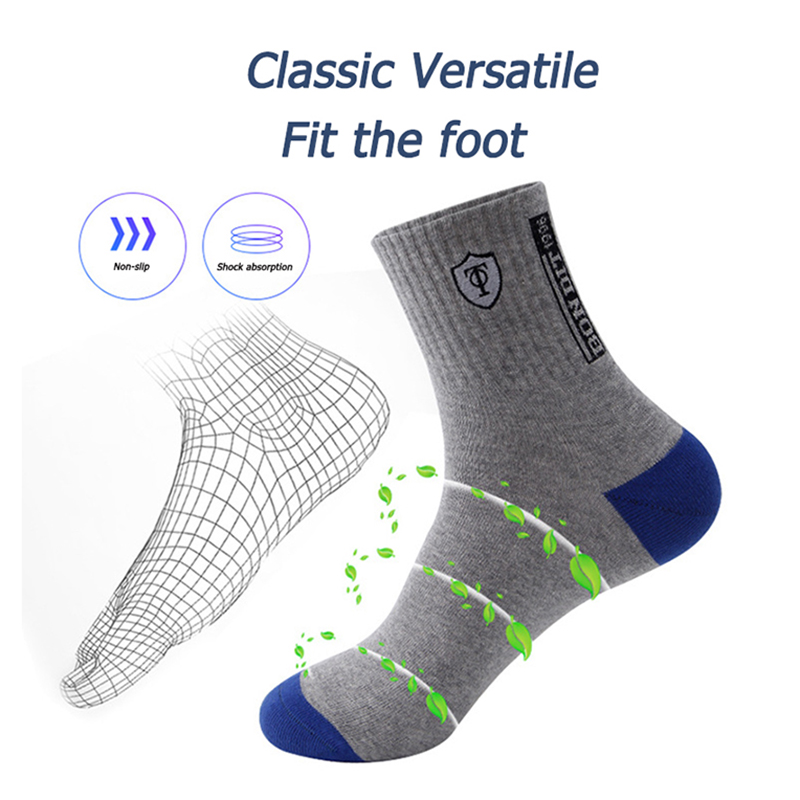 5 Pairs Men's Sports Socks, Spring & Fall Thin Athletic Socks, Breathable, Sweat-Absorbent for Basketball, Running
