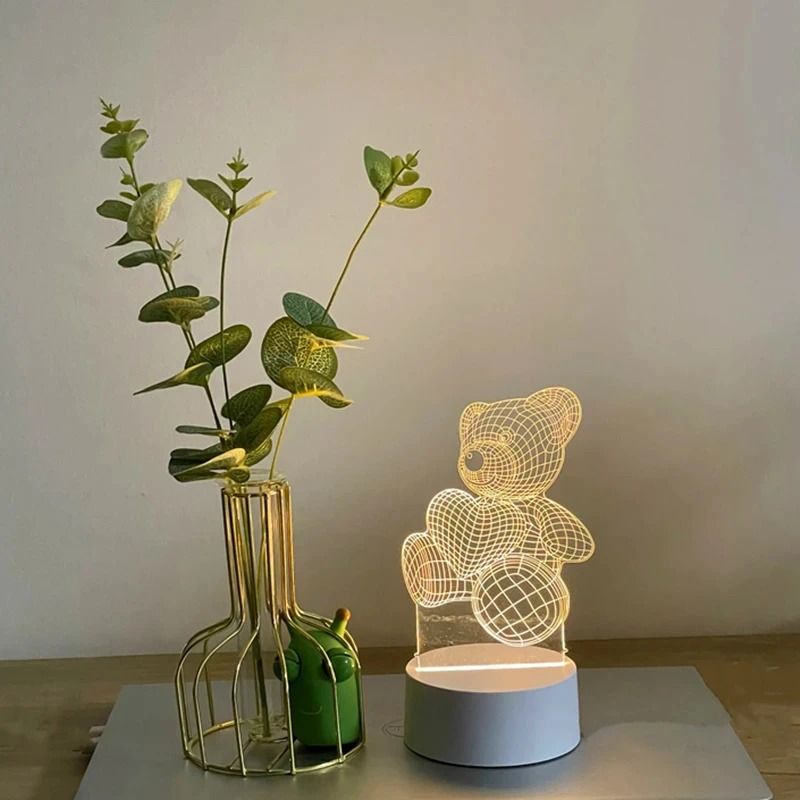 3D Bear Lamp Acrylic USB LED Night Light