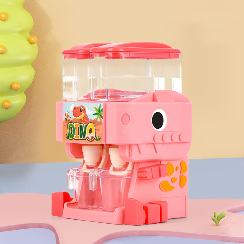 Children's Dinosaur Dual Water Dispenser Toy – Cute Pink & Blue, Cold/Warm Water Juice Drinking Fountain.