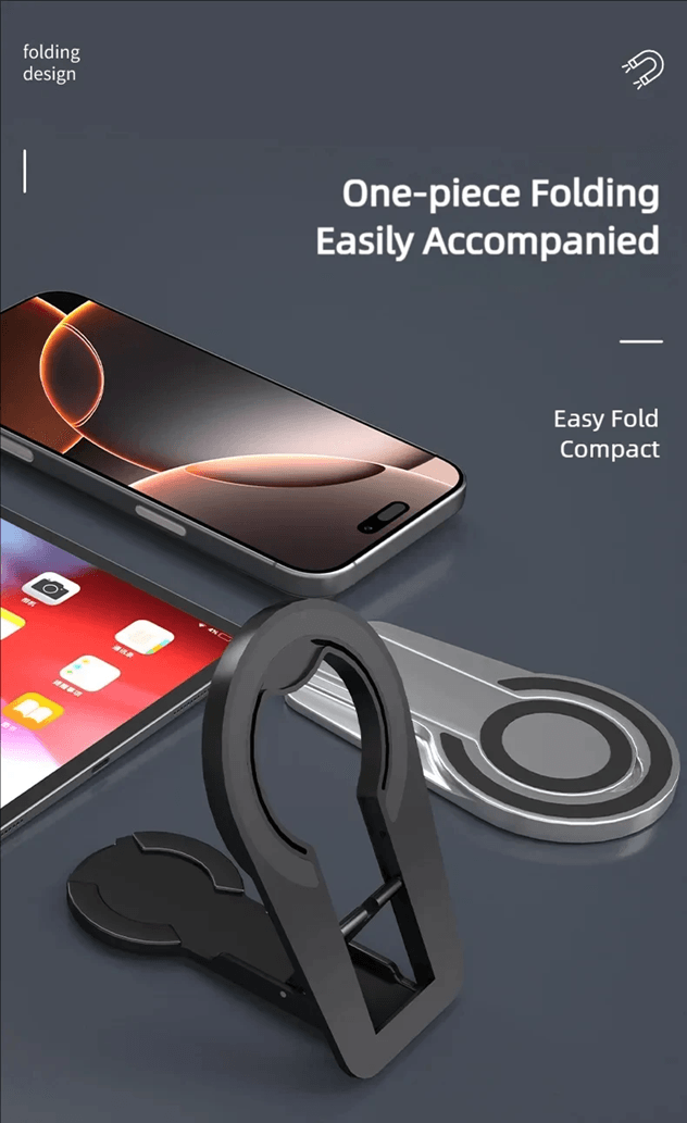 Double Sided MagSafe Phone Grip Foldable Magnetic Desk and Car Stand