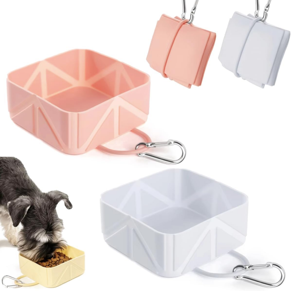 Collapsible Dog Bowl with Clip Portable Silicone Pet Travel Bowl for Food and Water