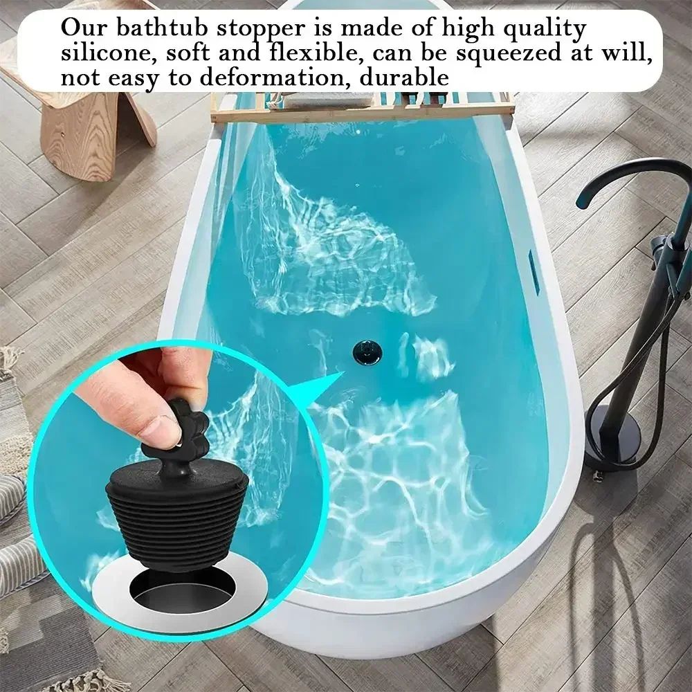 Everyday Universal Silicone Tub Plug - Leak-Proof Bathtub & Sink Drain Stopper