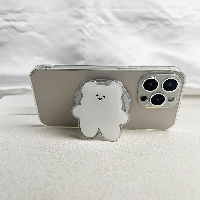 Cartoon Bear Magnetic Folding Phone Grip Holder Socket Pocket Support for Magsafe IPhone Samsung Mac Ring Finger