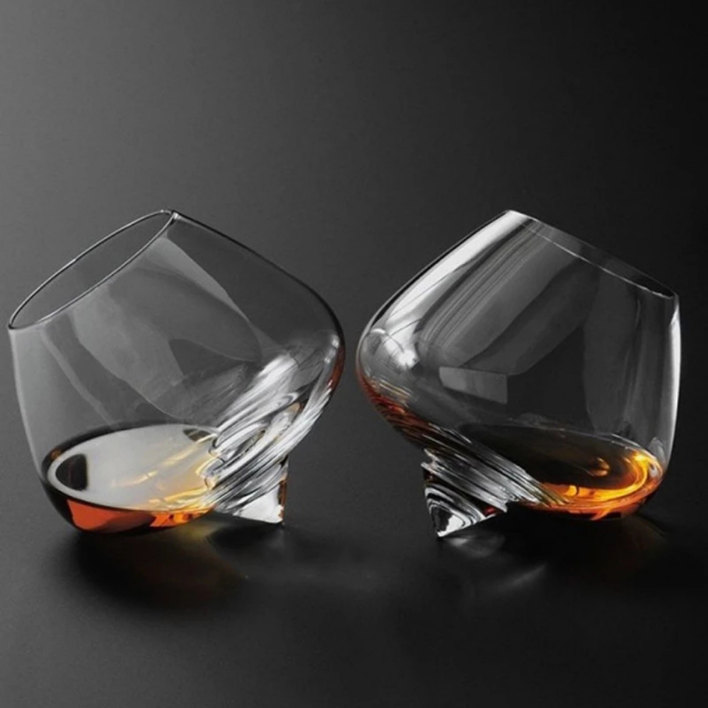 Rotating Whiskey Glass High Belly Cigar Cocktail Wine Tumbler Glass For Bar and Party