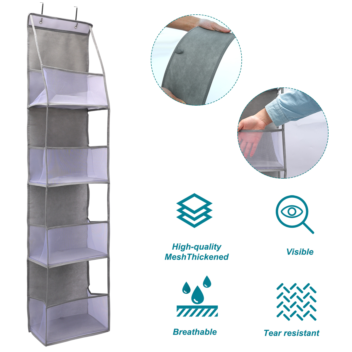 Over The Door Hanging Organizer Multi Layer Storage for Cosmetics, Nursery, Bathroom, and Closet High Capacity