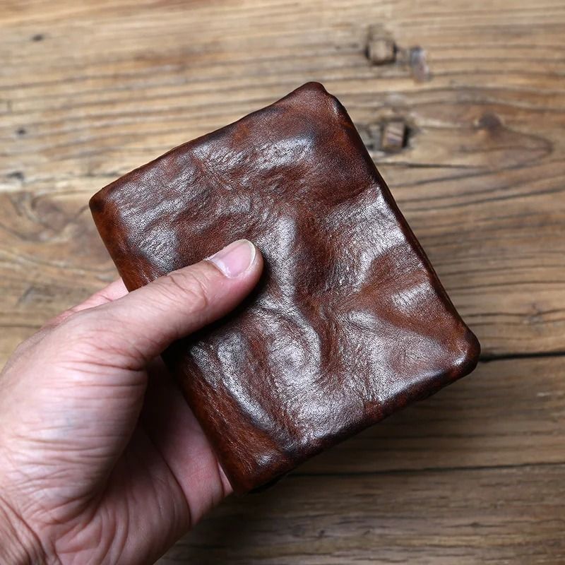 Cowhide Retro Leather Wallet with Zipper Card Holder for Men and Women
