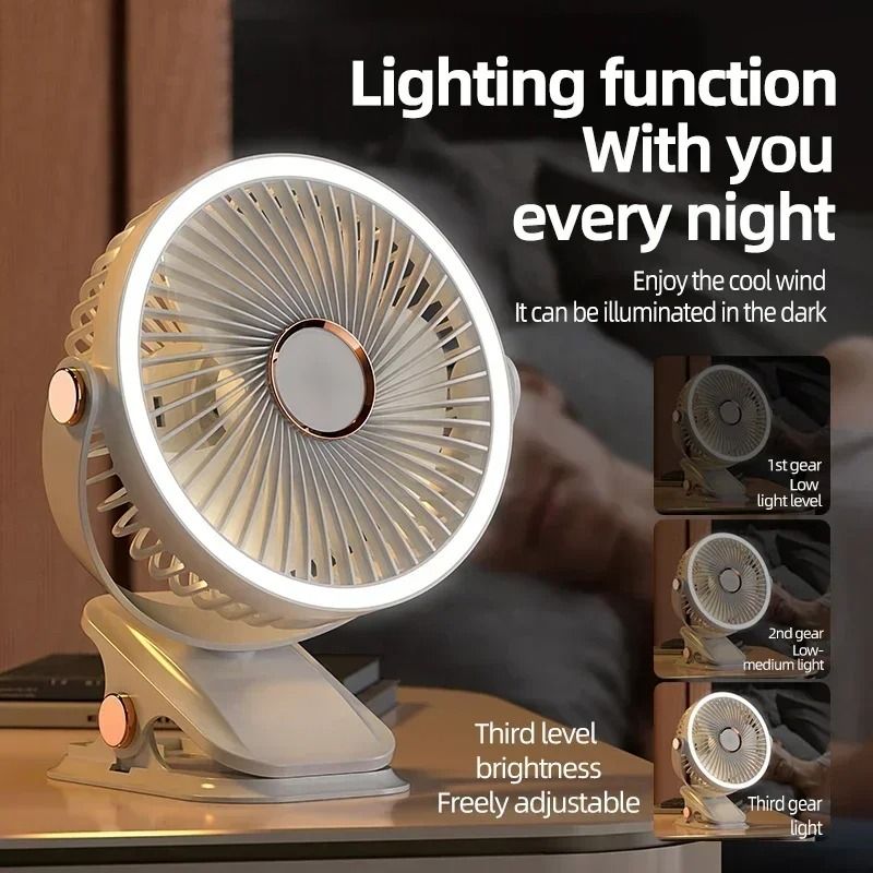 USB Rechargeable Clip On Mini Desk Fan with 360 Rotation