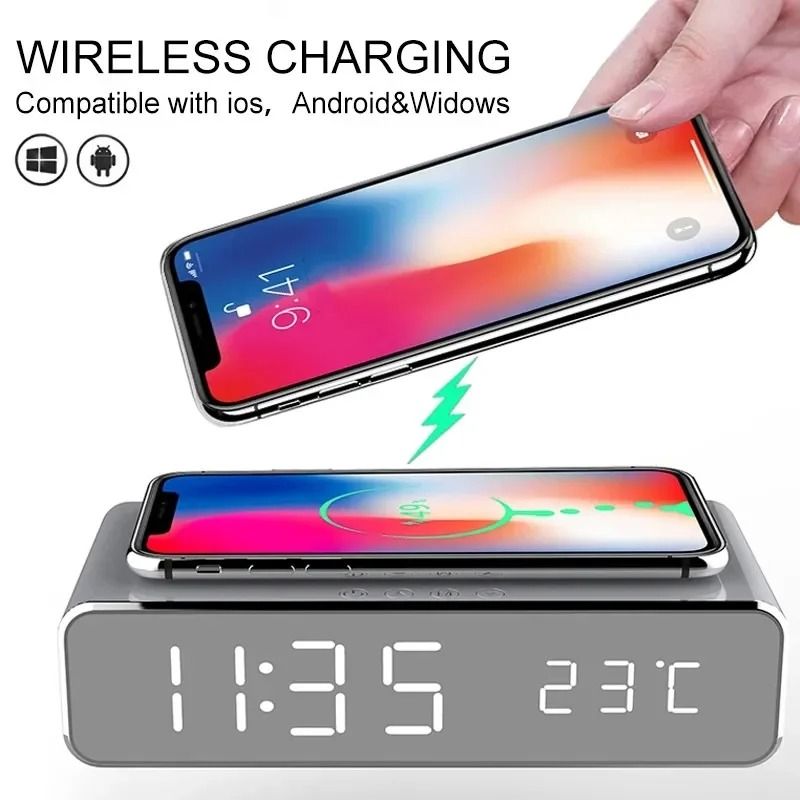 Wireless Charger Stand with Alarm Clock & LED Display