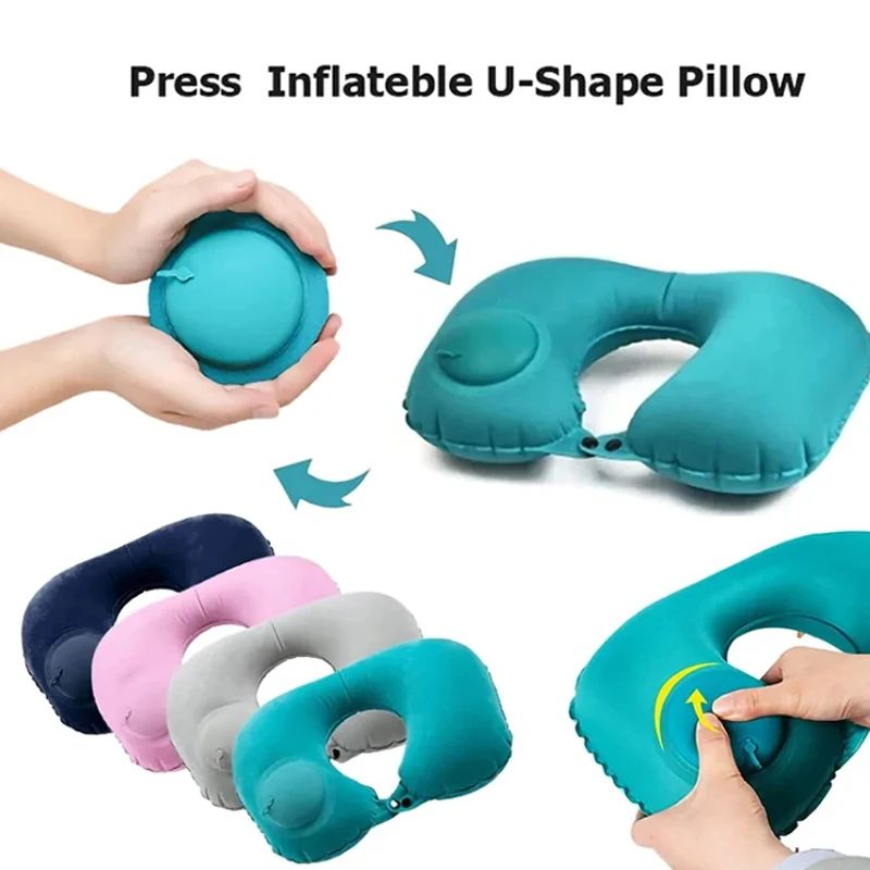Ultra-Compact Inflatable Neck Pillow for Travel – Portable U-Shaped Comfort Support