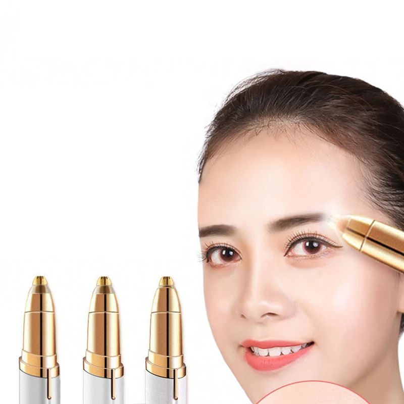 Electric Eyebrow Trimmer for Beginners | Automatic Brow Shaper & Nose Hair Trimmer with Brush Scraper, Battery Powered