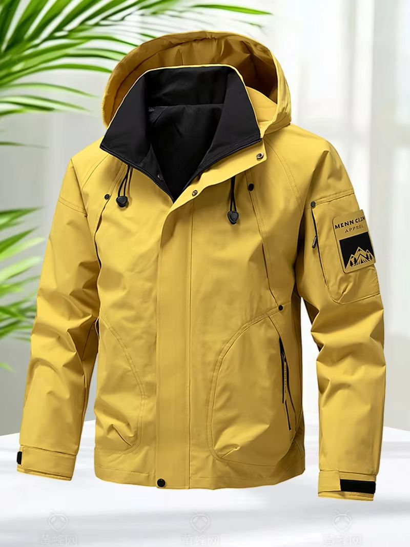 Men's Waterproof Softshell Hiking Jacket – Lightweight Hooded Outdoor Windbreaker for Spring & Autumn
