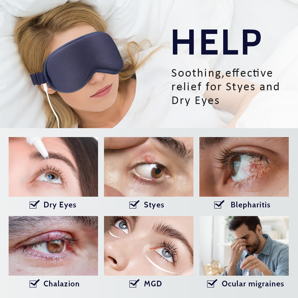 3D Hot Compress Electric Steam Eye Mask, Level Constant Temperature, Smart Timing Sleep Shading Massage Eye Mask Relief