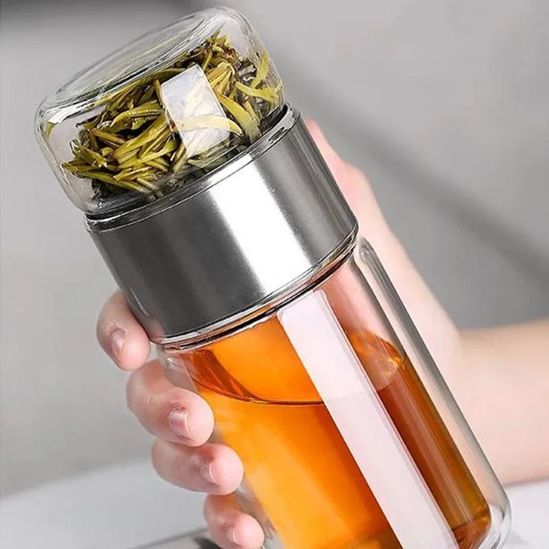 390ML Double-Layer Borosilicate Tea Infuser – High-Performance Thermal Tumbler with Precision Filter