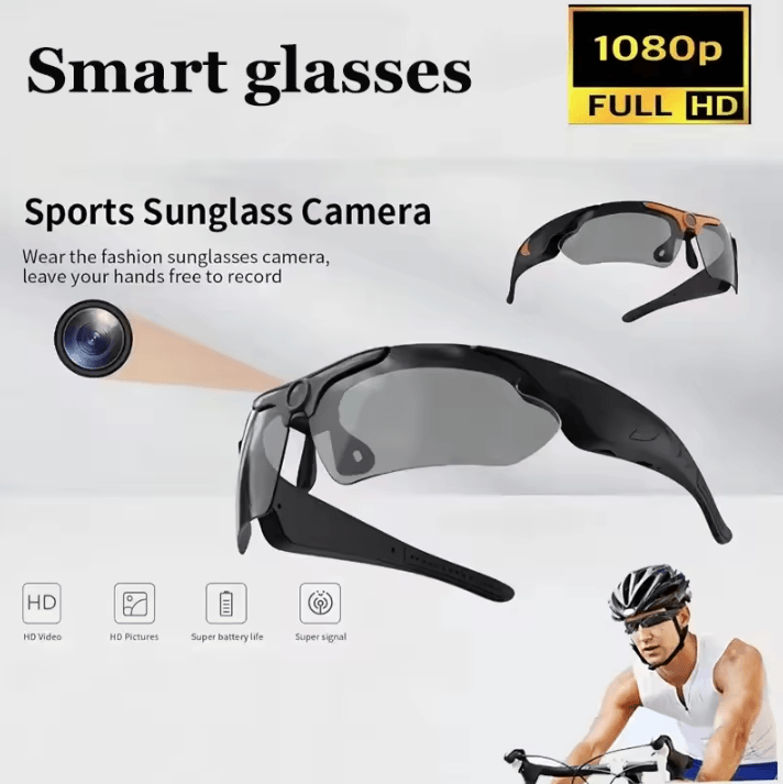 1080P HD Camera Glasses Smart POV Recording Sunglasses for Outdoor Sports