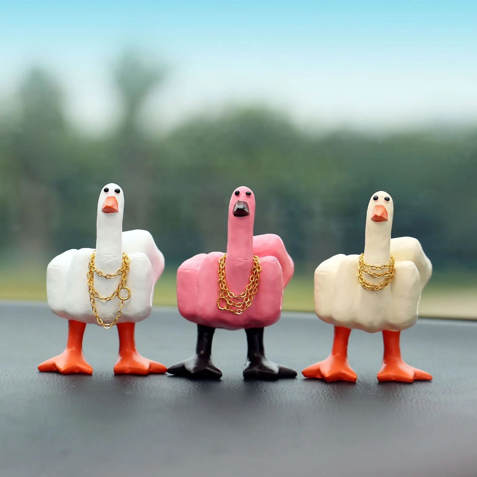 Funny Duck Resin Figurine with Glasses Cute Desk Decor