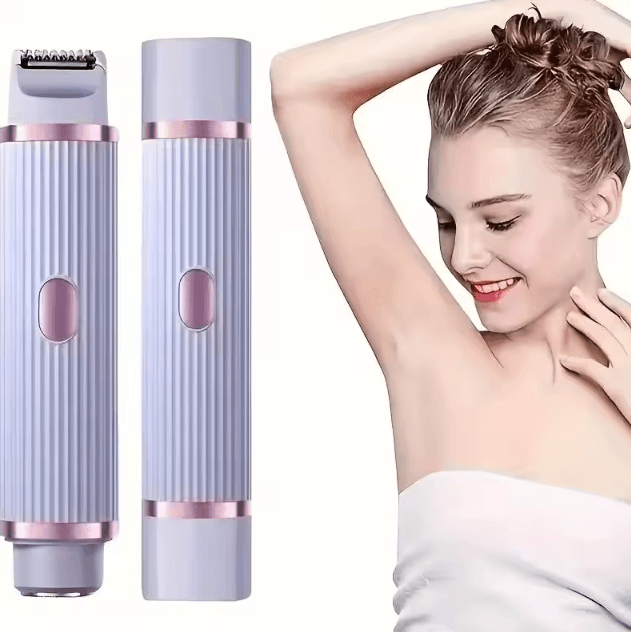 2-in-1 Womens Electric Shaver Portable Wet & Dry Hair Remover for Face, Legs & Body