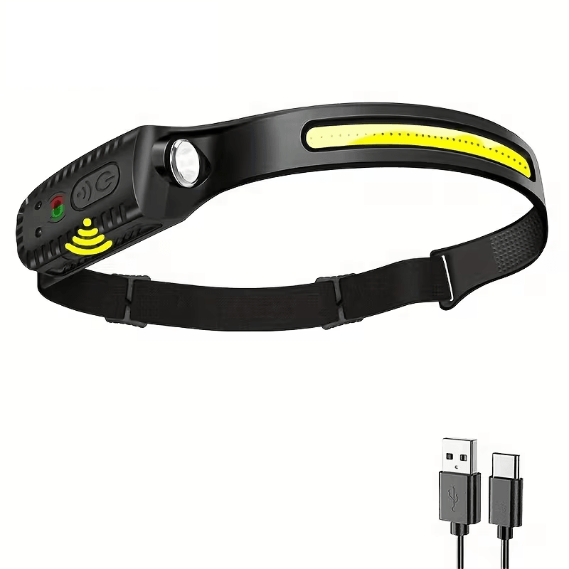 USB Rechargeable LED Sensor Headlamp - Motion Activated & Waterproof for Camping & Hiking