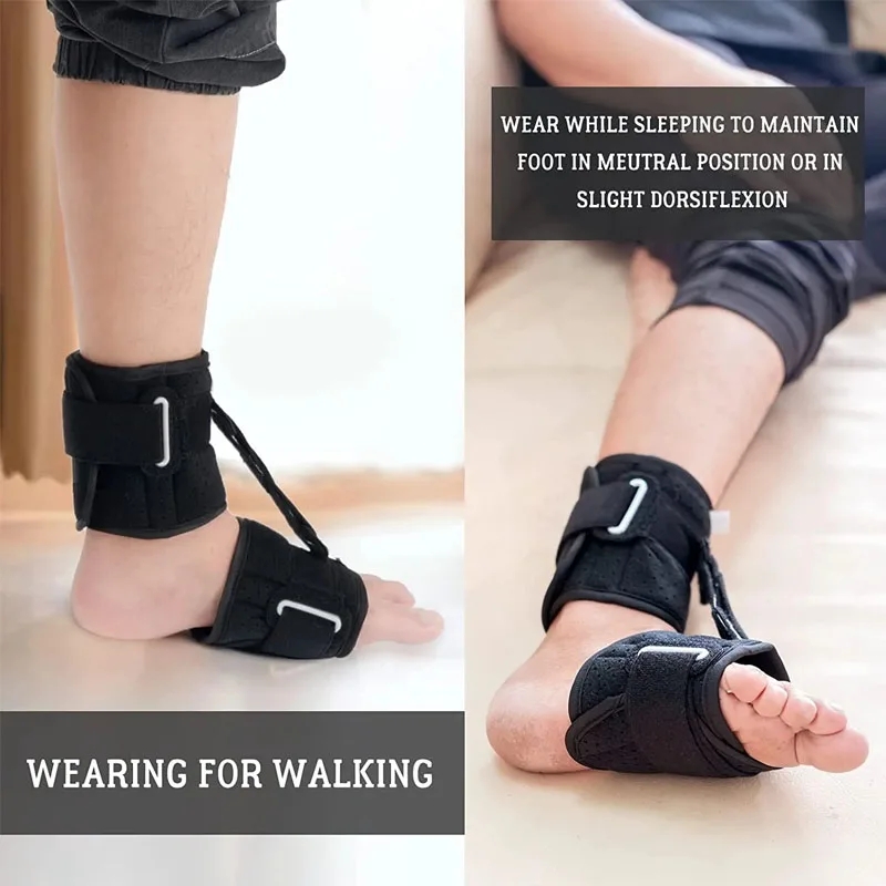 Adjustable Foot Drop Brace with Shoe Strap Ankle Support Splint for Walking Relief