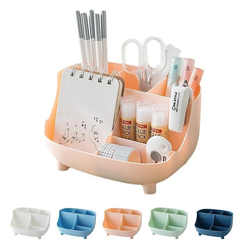 6-Grid Desktop Organizer – Multifunctional Pen & Makeup Storage Box