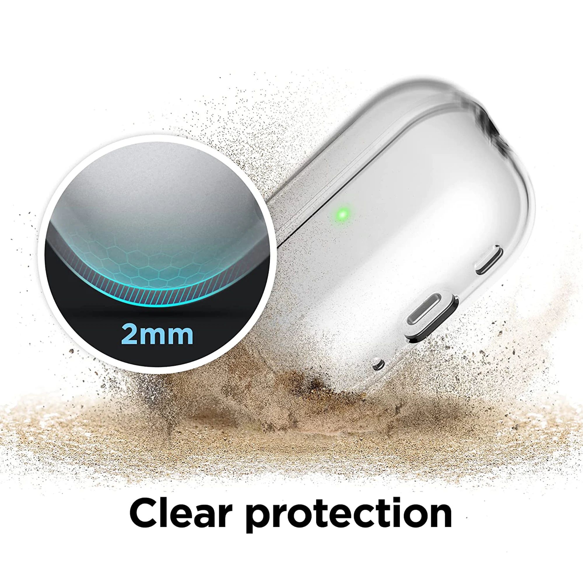 Clear Transparent AirPods Pro 2 Protective Case with Lanyard – Shockproof Soft TPU Cover