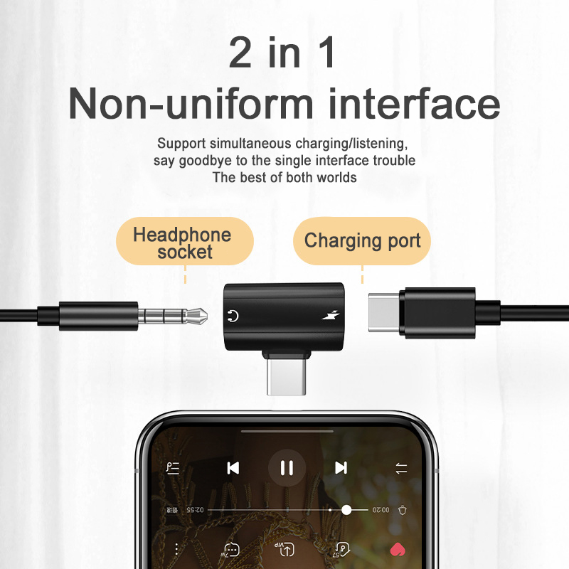 USB Type C to 3.5mm Headphone and Charger Adapter, 30W Fast Charging Audio Splitter with Aux Jack for Samsung Galaxy