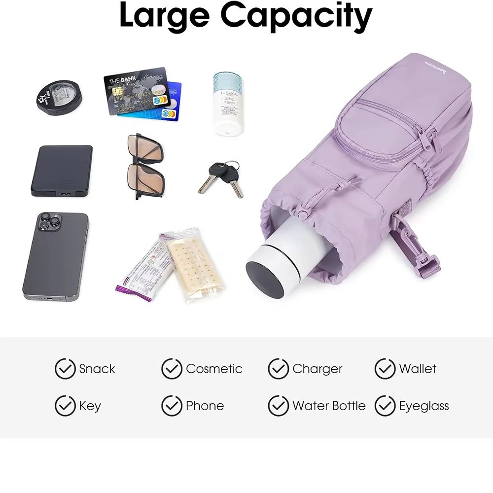 Insulated Crossbody Water Bottle Sling Bag with Phone Pocket