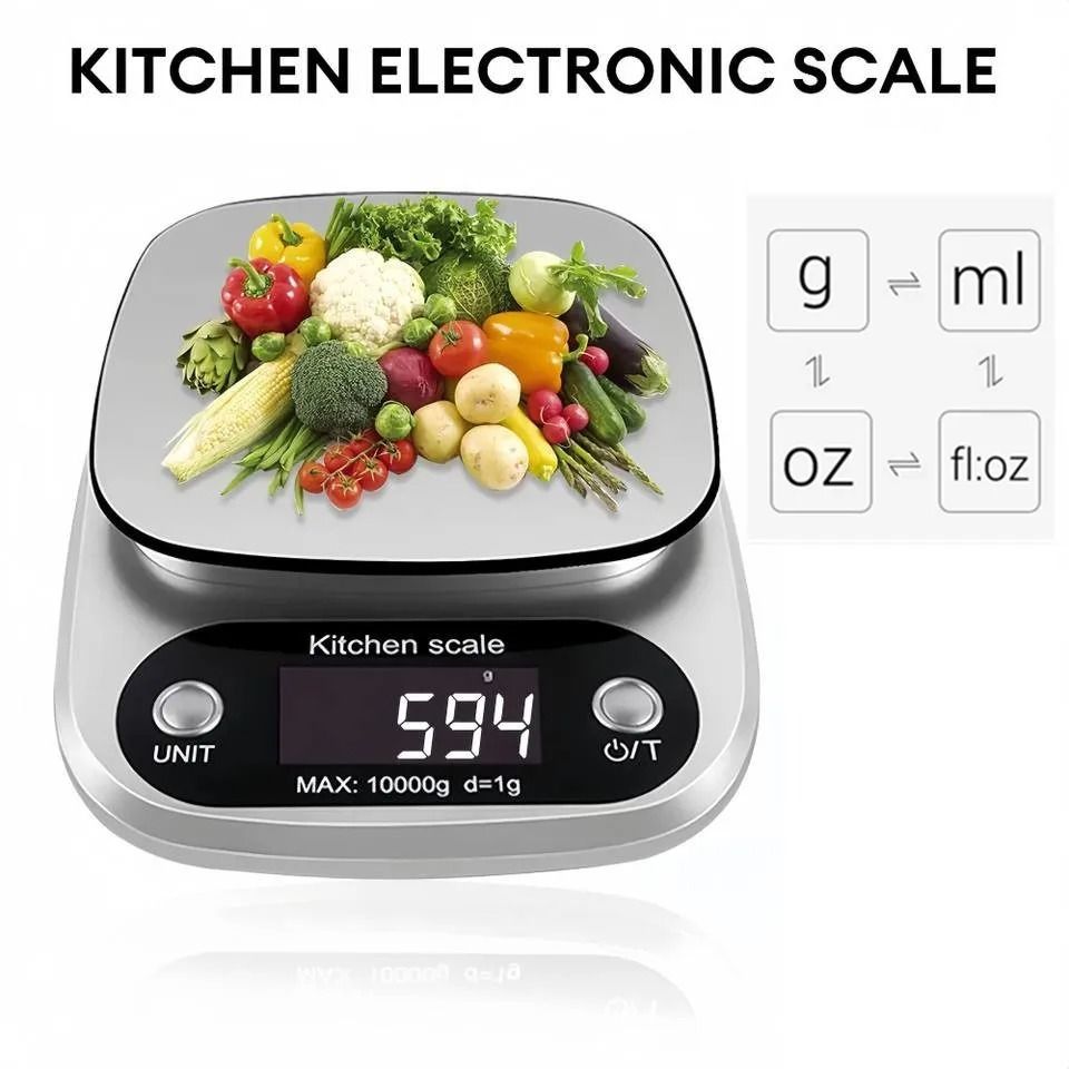 Professional 10kg Digital Kitchen Scale with Stainless Steel Platform and Precision Tare Function