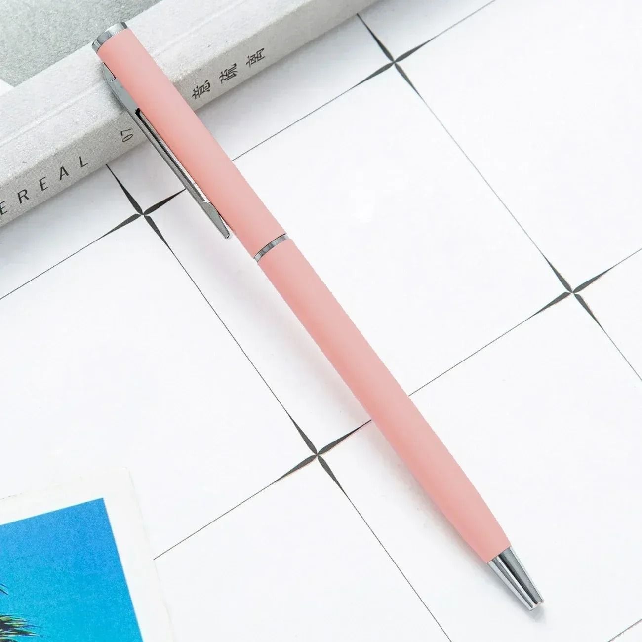 Rose Gold Custom Engraved Ballpoint Pens Slim Metal Personalized Logo Pens Bulk Set